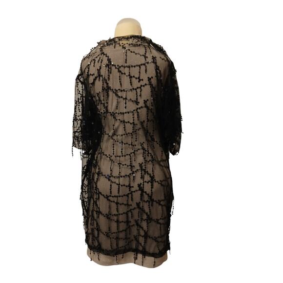 MICHELLE Sequins DUSTER Coverup One Size Fits Most BLACK Sparkle Shimmer Jacket - Picture 11 of 14